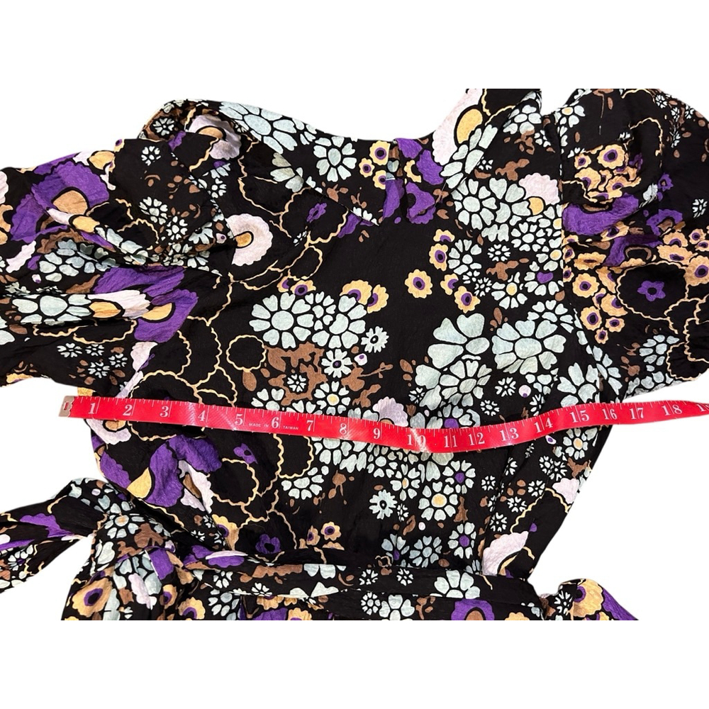 Ted Baker Saskiie Black Floral Mini Dress Size US 4 - Picture 5 of 11